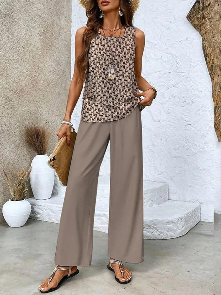 Lina - Conjunto de dos piezas sin mangas con estampado floral
