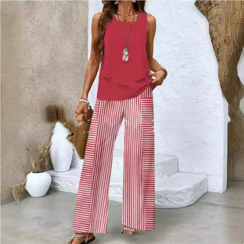 Lina - Conjunto de dos piezas sin mangas con estampado floral