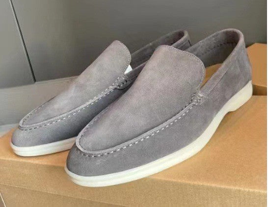 Leonardo – Mocasines beige de ante con suela ligera