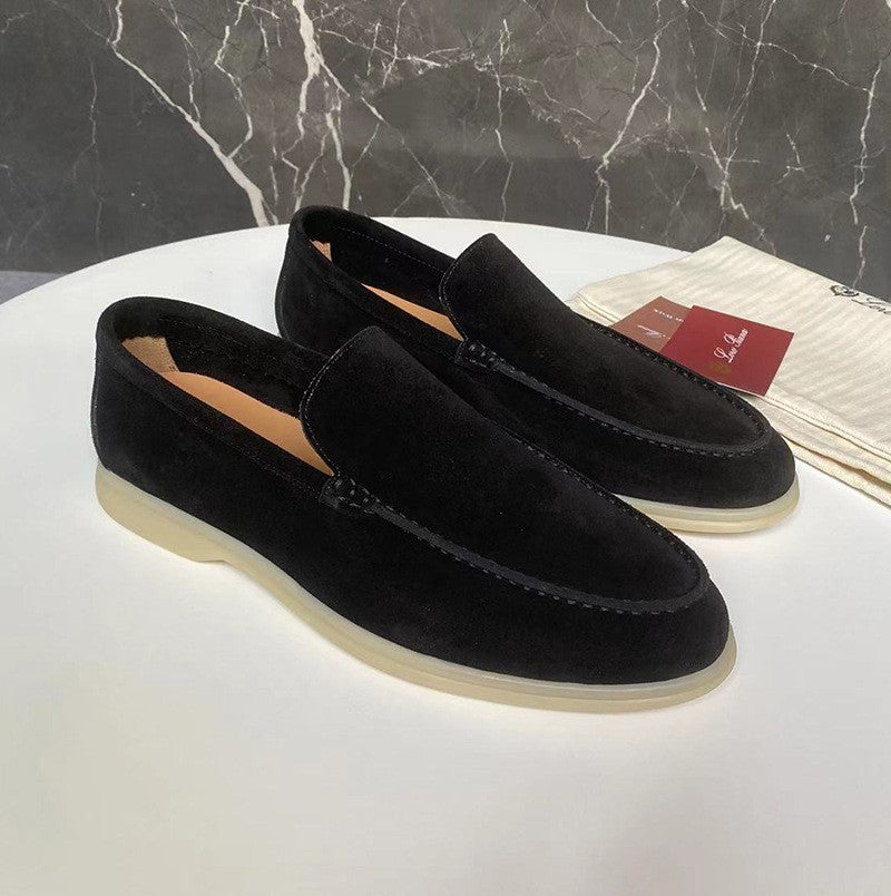 Leonardo – Mocasines beige de ante con suela ligera