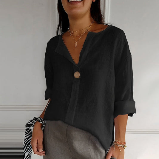Elena - Blusa de lino con botón