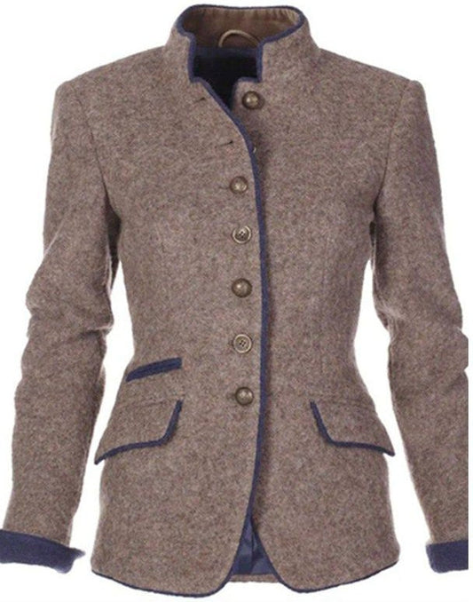 Victoria - Women's fitted wool jacket with high neck
