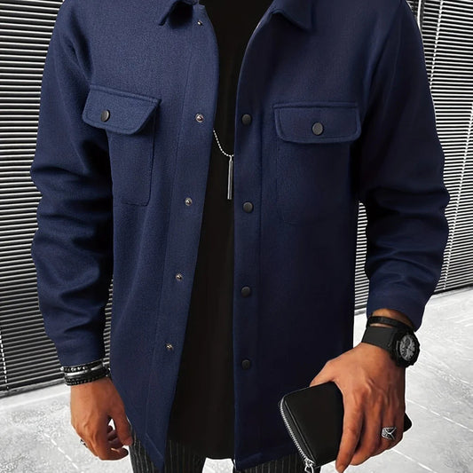 Winter Overshirt with Buttons and Front Pockets