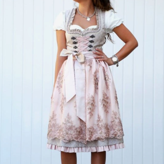 Isolde – Vestido Oktoberfest beige con doble falda