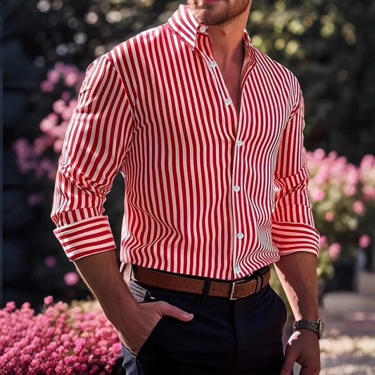 Rome – Vertical striped shirt with classic collar