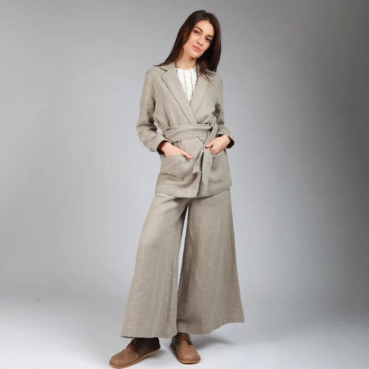 Linen jacket with belt