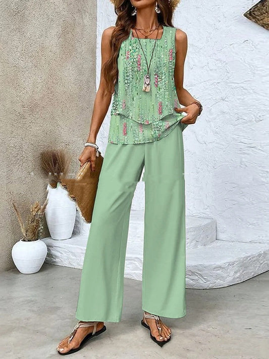 Lina - Conjunto de dos piezas sin mangas con estampado floral