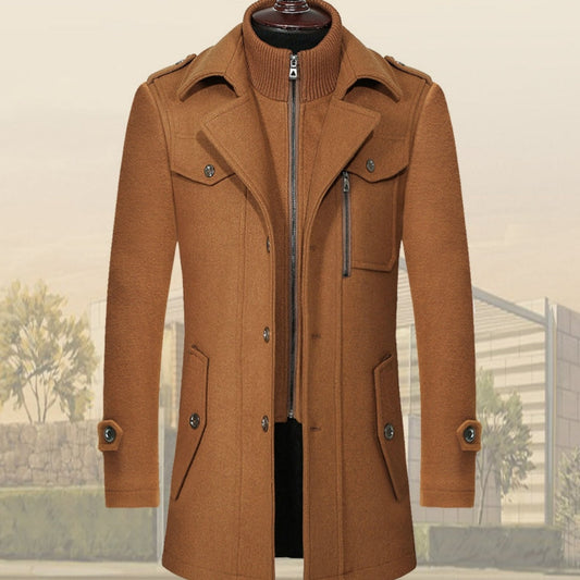 Abrigo de Invierno de Mezcla de Lana con Capa Interior de Punto