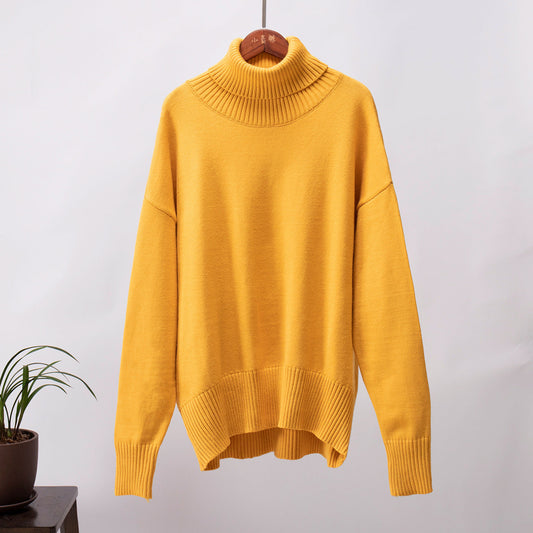 Suéter de Invierno Oversize con Cuello Alto y Puños Canalé