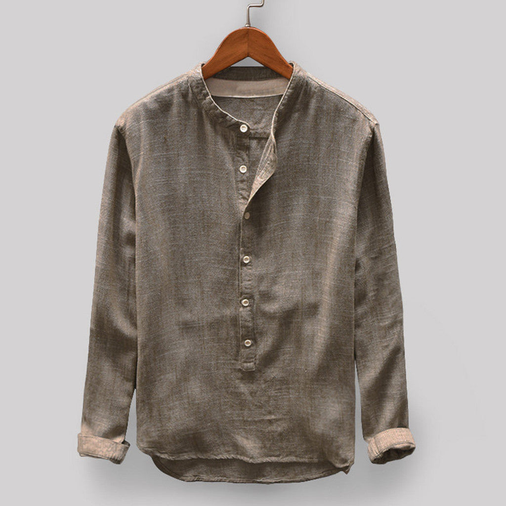 Luca – Camisa de lino con cuello mao y botones asimétricos