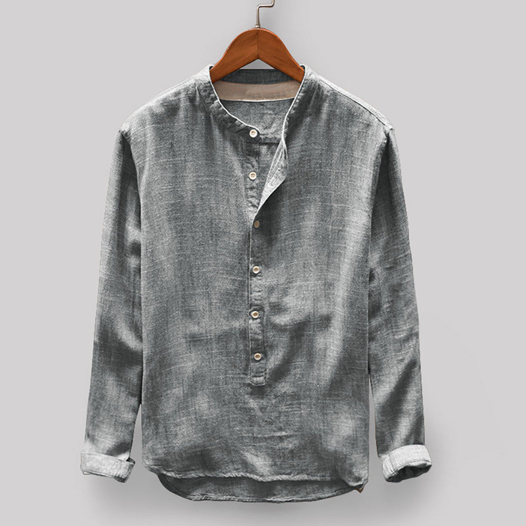 Luca – Camisa de lino con cuello mao y botones asimétricos
