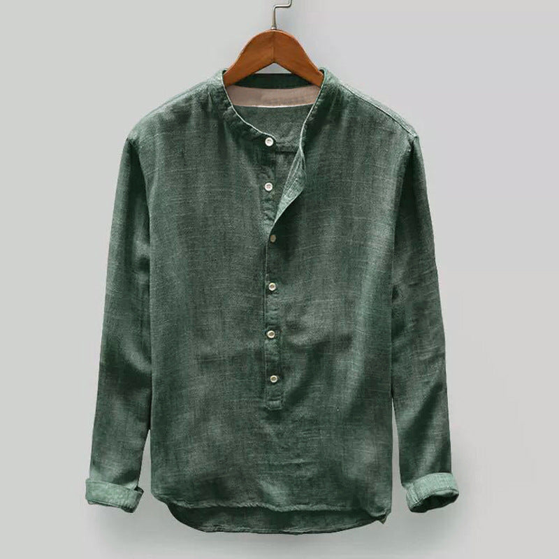 Luca – Camisa de lino con cuello mao y botones asimétricos