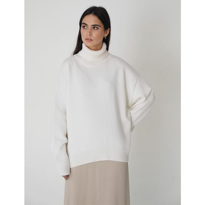Suéter de Invierno Oversize con Cuello Alto y Puños Canalé