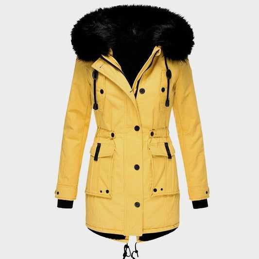 Parka de Invierno con Capucha de Pelo Sintético y Cintura Ajustable