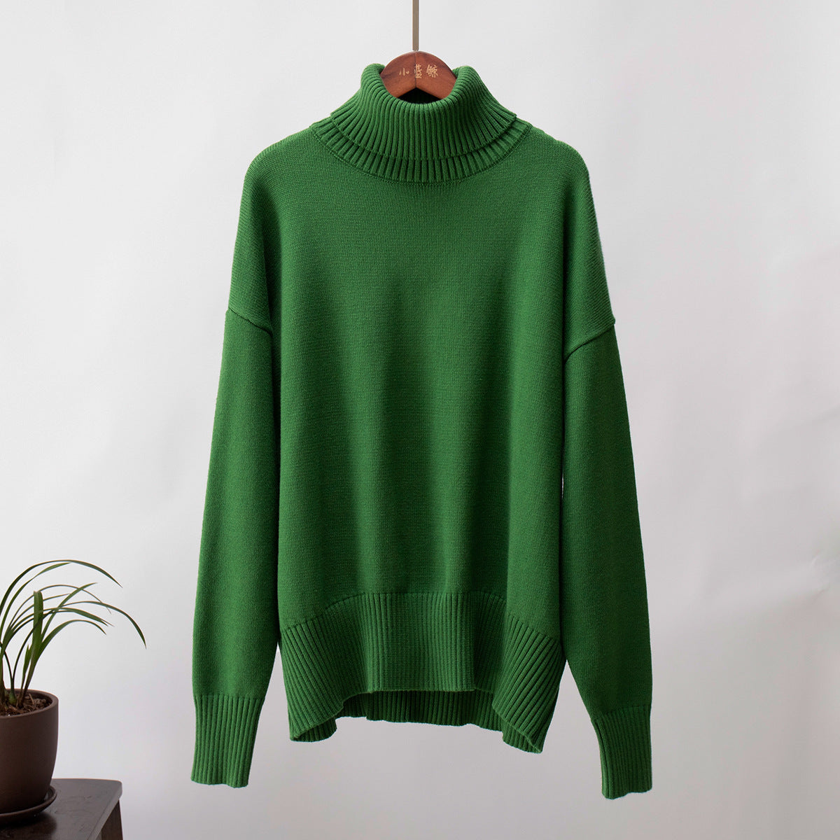 Suéter de Invierno Oversize con Cuello Alto y Puños Canalé