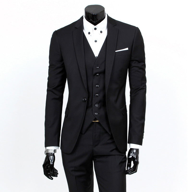 César | Conjunto de tres piezas para hombre, traje ajustado estilo coreano formal