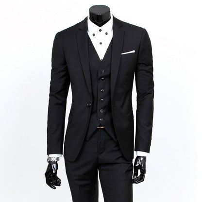 César | Conjunto de tres piezas para hombre, traje ajustado estilo coreano formal