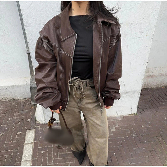 Chaqueta de Invierno Oversize con Cremallera y Capa Interior de Punto Suave
