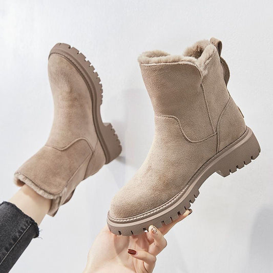 Botines de Invierno con Cremallera Lateral y Forro de Pelo Sintético