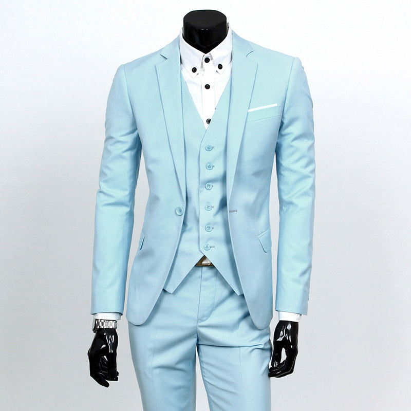 César | Conjunto de tres piezas para hombre, traje ajustado estilo coreano formal