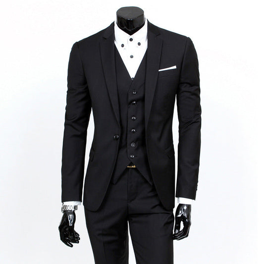 César | Conjunto de tres piezas para hombre, traje ajustado estilo coreano formal