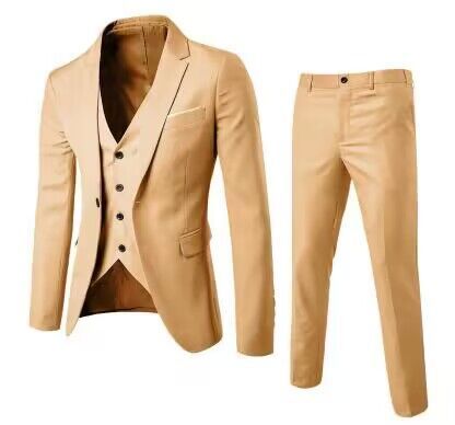 César | Conjunto de tres piezas para hombre, traje ajustado estilo coreano formal