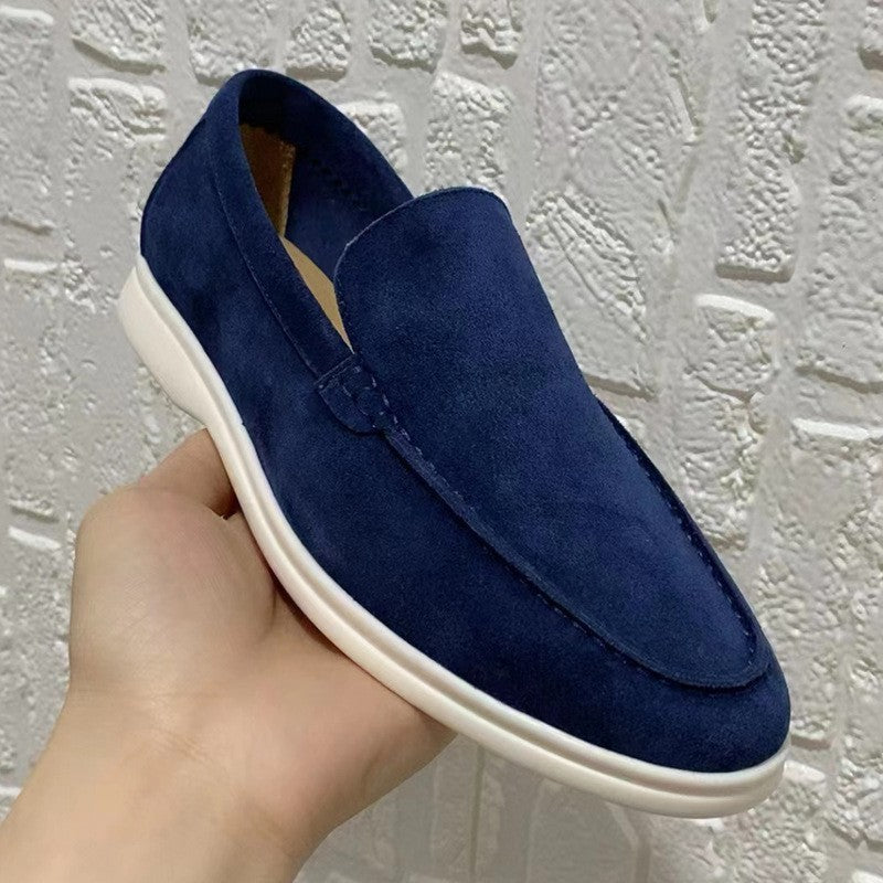 Leonardo – Mocasines beige de ante con suela ligera