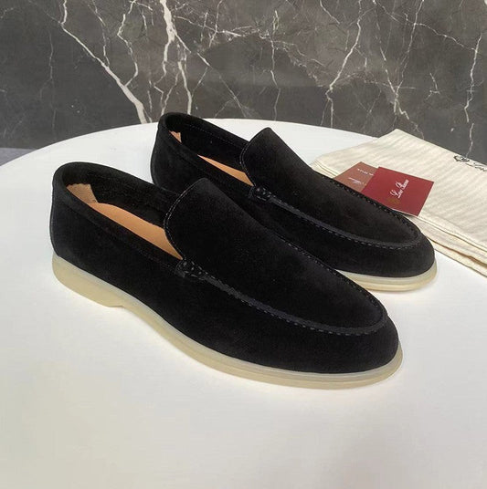 Leonardo – Mocasines beige de ante con suela ligera