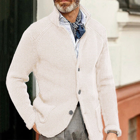 Cárdigan de Invierno de Punto Texturizado con Cuello Estructurado