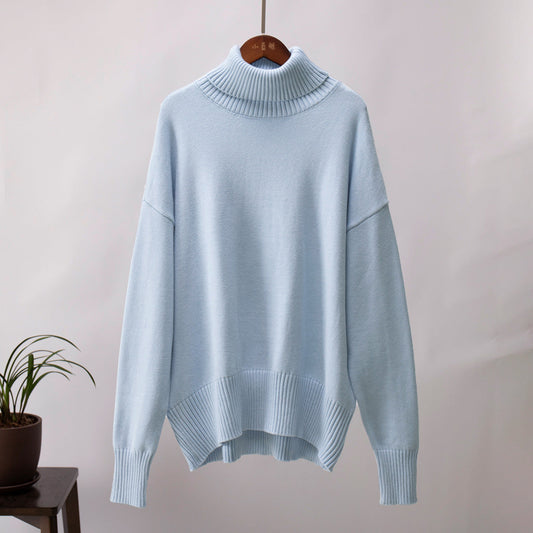 Suéter de Invierno Oversize con Cuello Alto y Puños Canalé