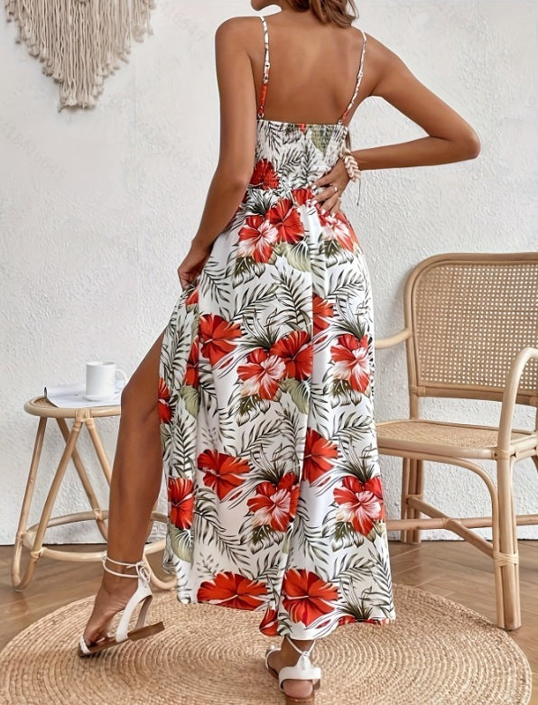 Isla – Vestido largo floral con abertura lateral