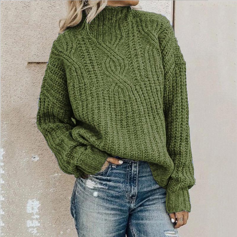 Marta - Suéter de punto trenzado con cuello alto para mujer