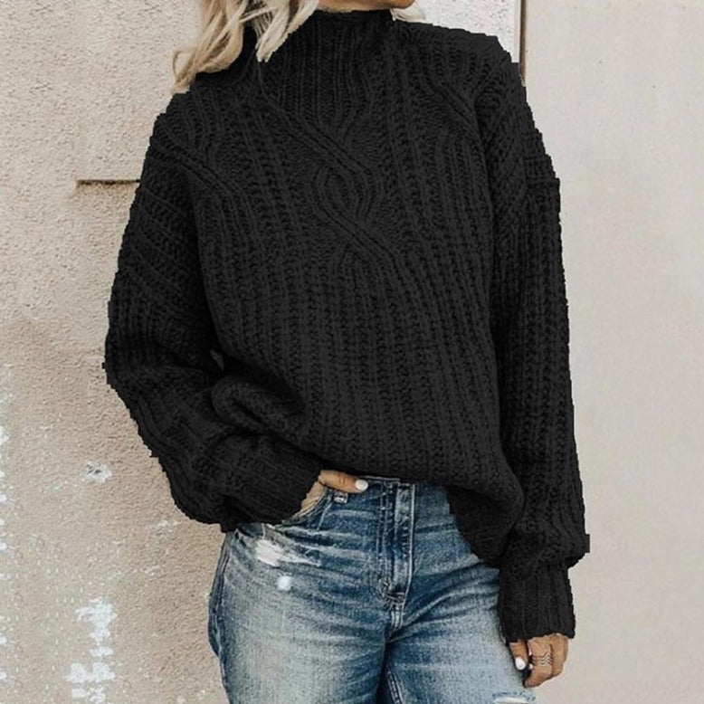 Marta - Suéter de punto trenzado con cuello alto para mujer