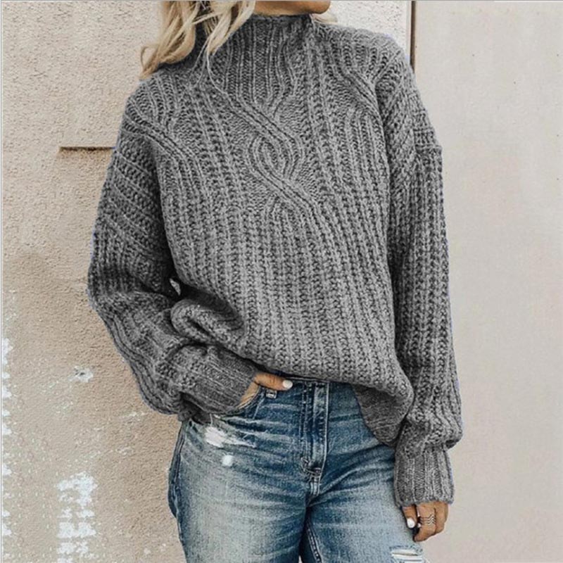 Marta - Suéter de punto trenzado con cuello alto para mujer