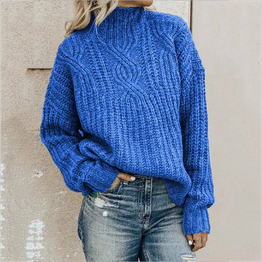 Marta - Suéter de punto trenzado con cuello alto para mujer