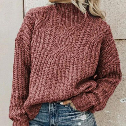 Marta - Suéter de punto trenzado con cuello alto para mujer