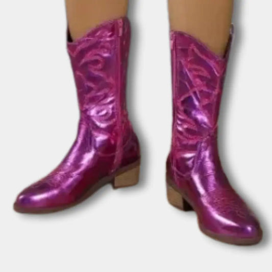 Nebula Shine – Botas cowboy plateadas metálicas