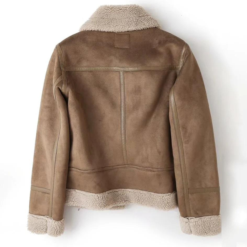 Sofía - Chaqueta estilo aviador para mujer con forro de borrego