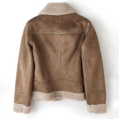 Sofía - Chaqueta estilo aviador para mujer con forro de borrego