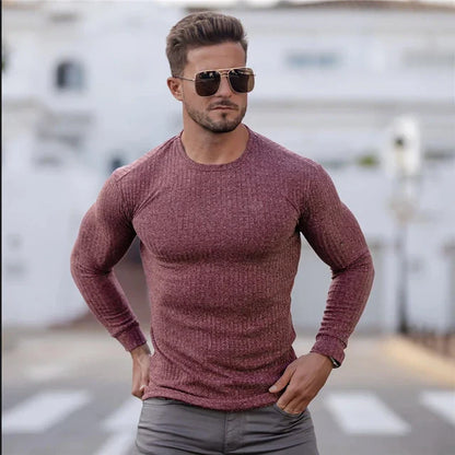Leo - Camiseta térmica de Algodón manga larga para hombre