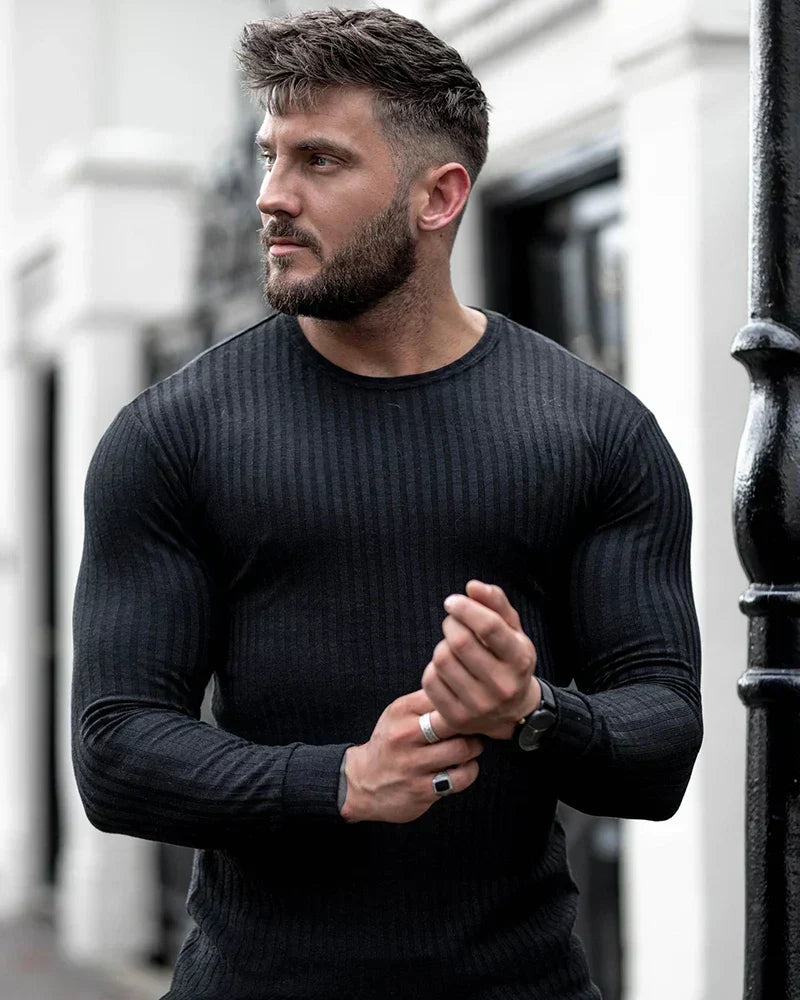 Leo - Camiseta térmica de Algodón manga larga para hombre