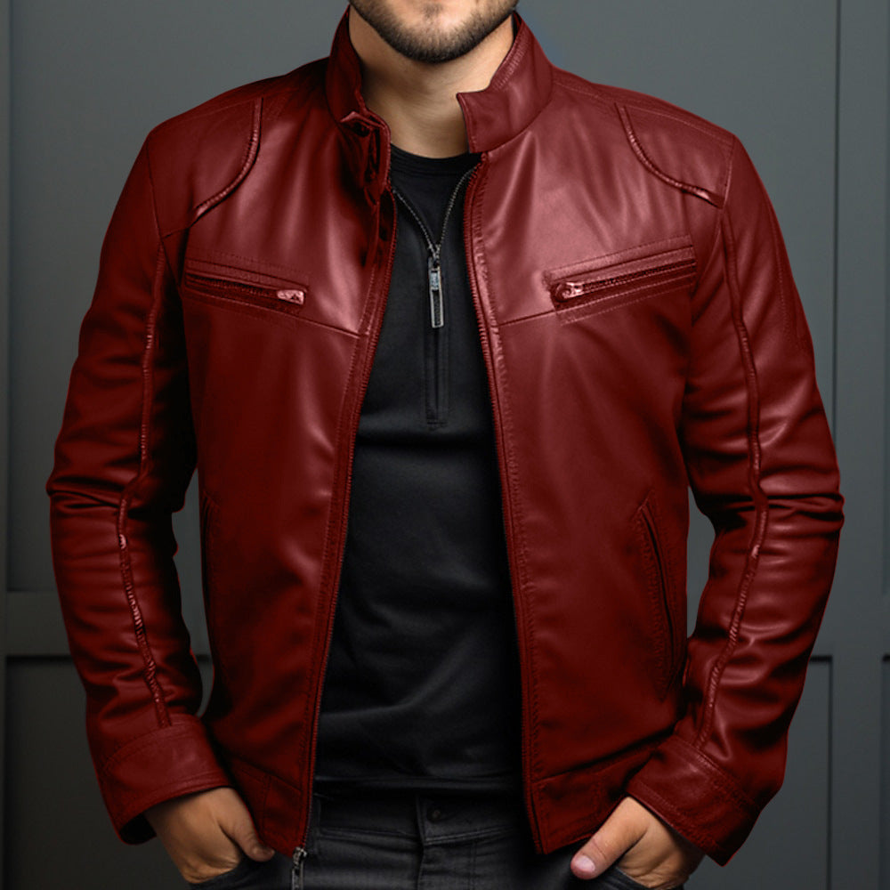 Dante – Chaqueta biker roja de piel sintética