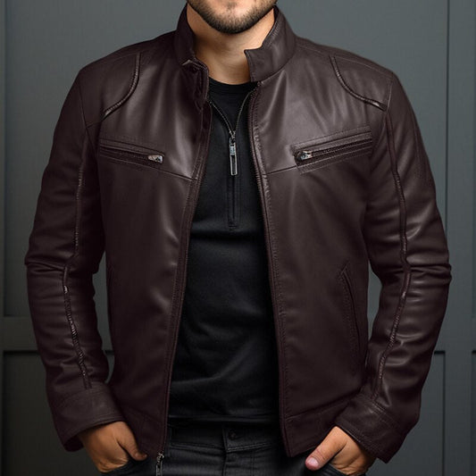 Dante – Chaqueta biker roja de piel sintética