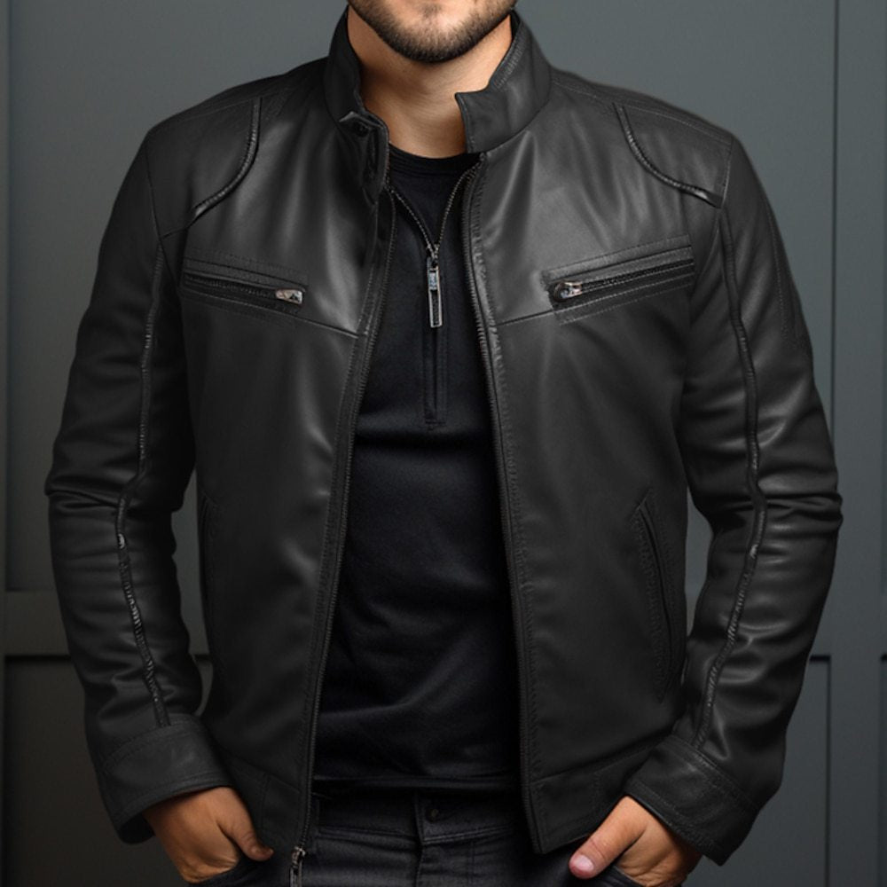 Dante – Chaqueta biker roja de piel sintética