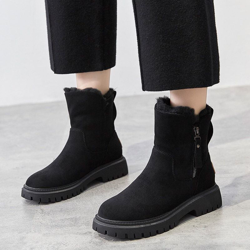 Botines de Invierno con Cremallera Lateral y Forro de Pelo Sintético