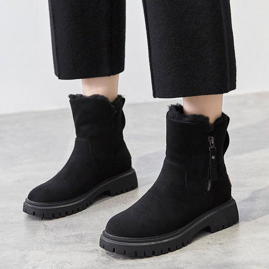 Botines de Invierno con Cremallera Lateral y Forro de Pelo Sintético