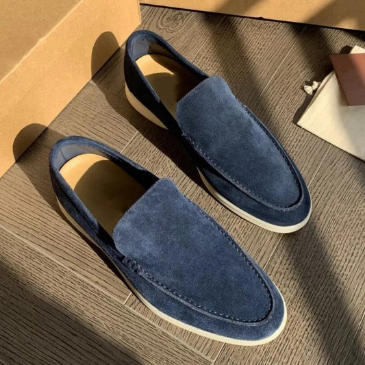Leonardo – Mocasines beige de ante con suela ligera