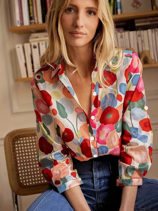 Amapola – Blusa Estampada de Botones para Mujer