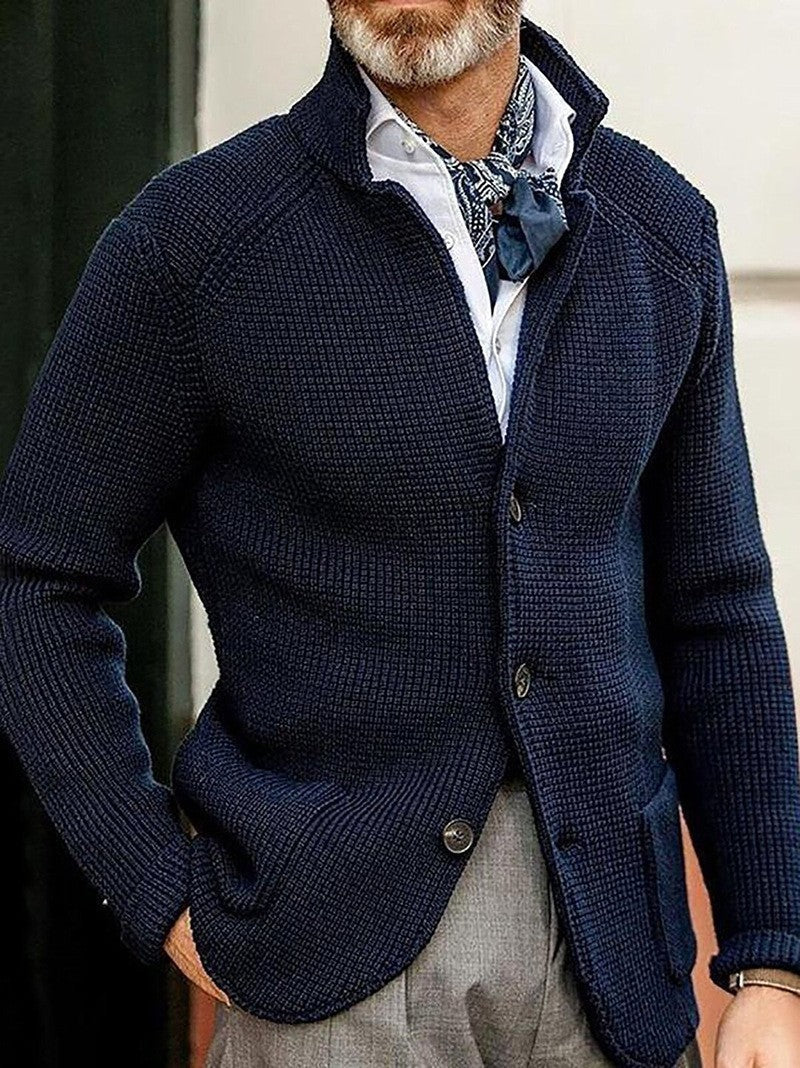 Cárdigan de Invierno de Punto Texturizado con Cuello Estructurado