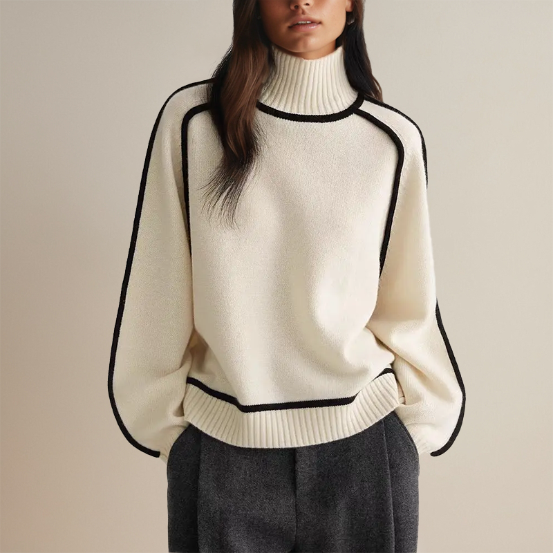 Claudia - Suéter cashmere de punto para mujer con cuello alto